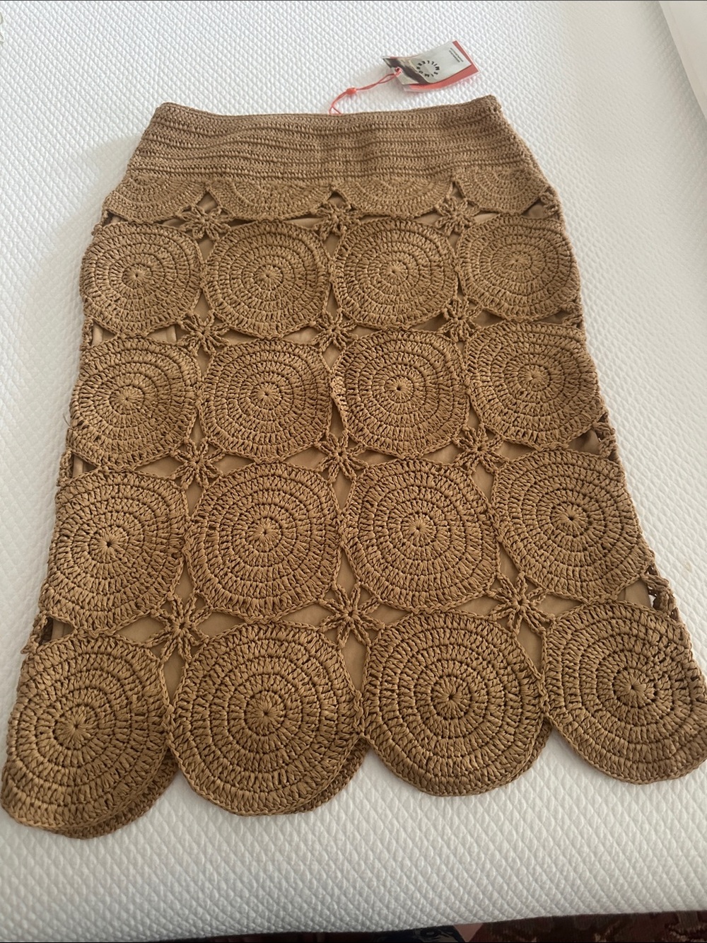 Simon Miller Tan Crochet Circle Midi Skirt
